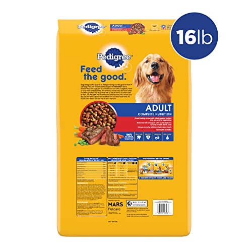 Pedigree Complete Nutrition Adult Dry Dog Food Grilled Steak & Vegetable Flavor Dog Kibble, 16 lb. Bag