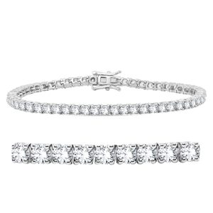 Shineadime 4MM Round Cut Cubic Zirconia Tennis Bracelet For Women 14K White Gold Over 925 Sterling Silver Size-7" Inch Bracelet (Clarity- VVS1, D-Color)