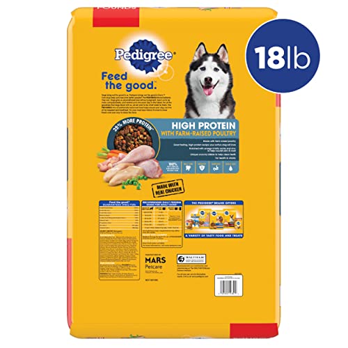 Pedigree High Protein Adult Dry Dog Food, Chicken and Turkey Flavor, 18 lb. Bag