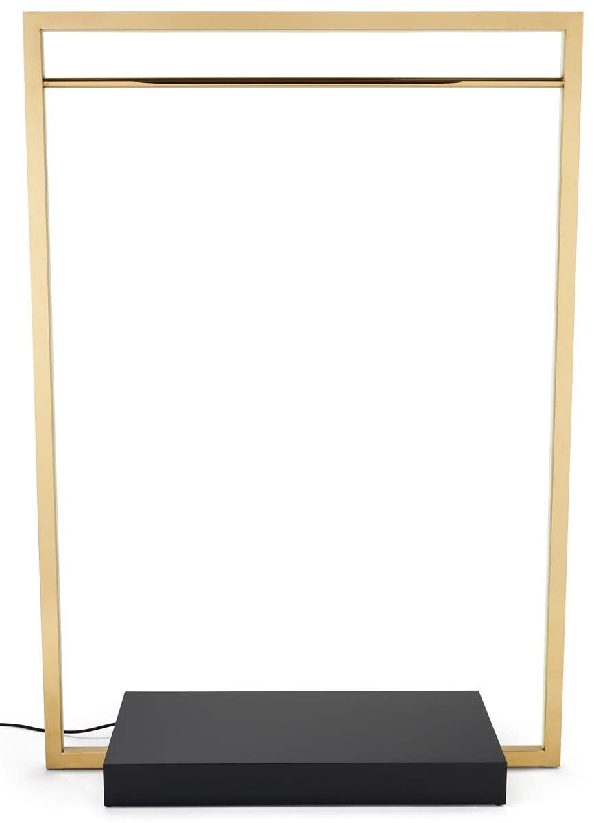 Displays2go Freestanding Garment Display Rack, Recessed LED Lighting, for Retail Boutique - Gold (SMOFCGRLED)