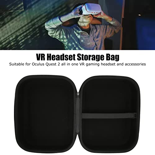 VR Headset Carrying Case, Large Capacity Protective Shockproof VR Headband Hard Bag Prevent Scratch Double Zipper for Quest 2