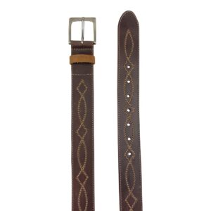 Western Leather Works, Rustic Belt with Cowboy Stitching Handmade from Full Grain Leather Secure Metal Buckle Hardware (34)