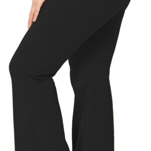 KQUZO Women's Plus Size High Waist 7/8 Compression Workout Leggings with Pocket 27" Inseam (Yoga_Flar_Black, 3X)