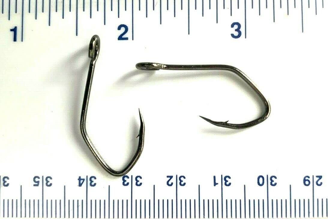 100 Gerry's Tackle 2X Strength Black Chrome Sickle Open Eye Siwash Fish Hooks Size 1