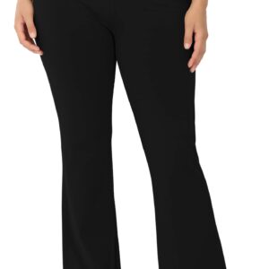 KQUZO Women's Plus Size High Waist 7/8 Compression Workout Leggings with Pocket 27" Inseam (Yoga_Flar_Black, 3X)