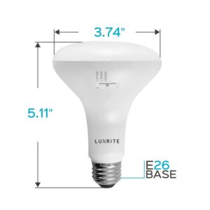 LUXRITE 6-Pack BR30 LED Bulb, 65W Equivalent, 3 Colors 2700K | 3000K | 5000K, Dimmable, 850 Lumens, LED Flood Light Bulbs, 10W, Damp Rated, Indoor/Outdoor - Living Room, Kitchen, and Recessed