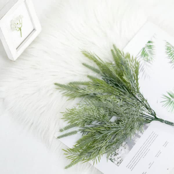 Tableclothsfactory 2 Bushes | 15" Sagebrush Faux Fern Stems, Artificial Plants Greenery Decor - Frosted Green