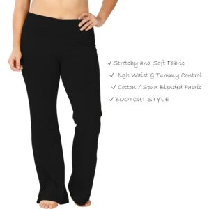 KQUZO Women's Plus Size High Waist 7/8 Compression Workout Leggings with Pocket 27" Inseam (Yoga_Flar_Black, 3X)