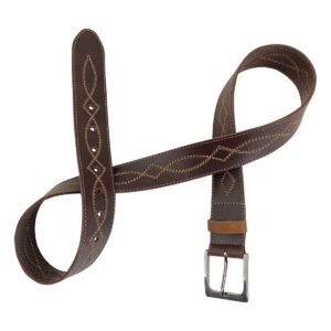 Western Leather Works, Rustic Belt with Cowboy Stitching Handmade from Full Grain Leather Secure Metal Buckle Hardware (34)