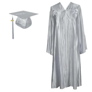 gfy unisex shiny graduation cap & gown set with 2024 tassel year charm for elementary, middle school, high school, & college