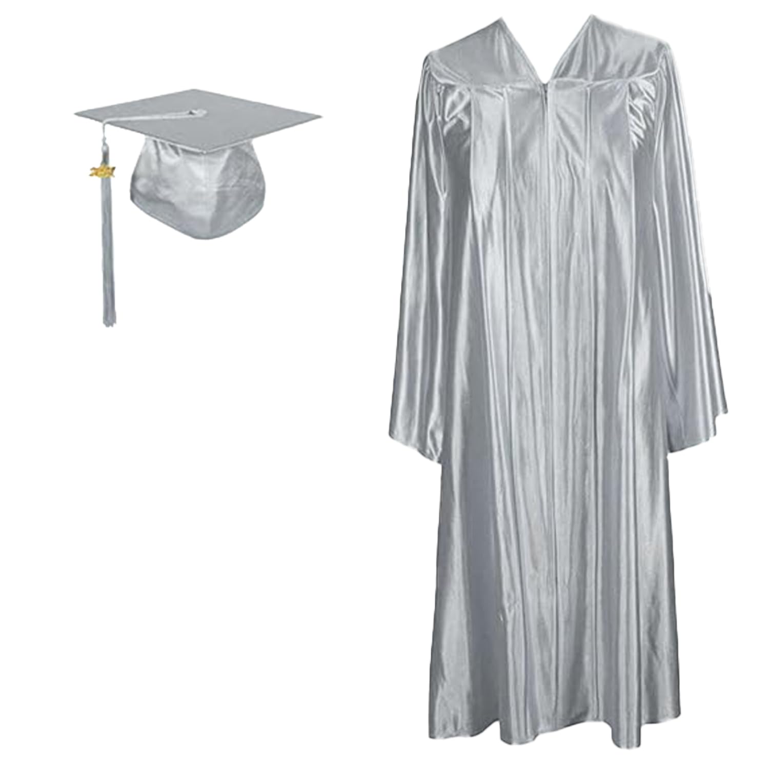 GFY Unisex Shiny Graduation Cap & Gown Set with 2024 Tassel Year Charm for Elementary, Middle School, High School, & College