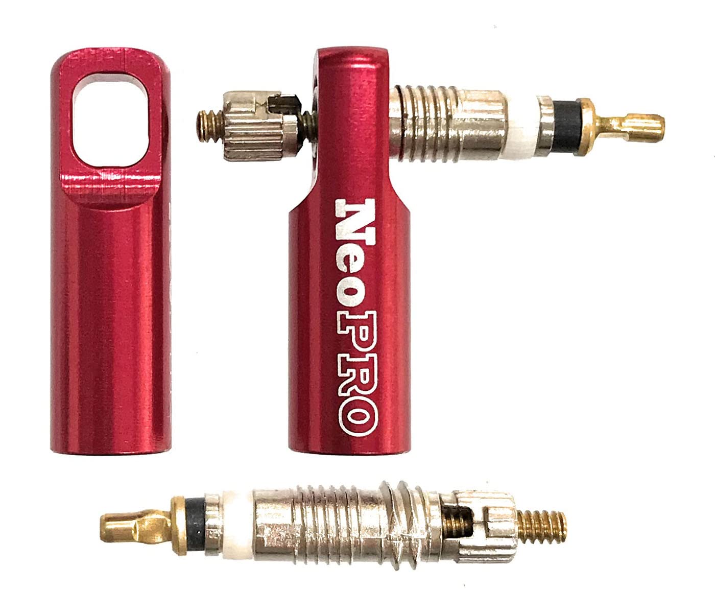 NeoPRO Bike Presta Valve Cap with Valve Core Removing Function Kit, Tire Dust Covers (Red)