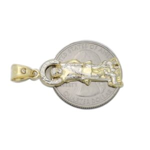 AMZ Jewelry 10K Yellow Gold Saint Lazarus Pendant Charm Patron Pendant Lazarus Closed Back 1.4 inch