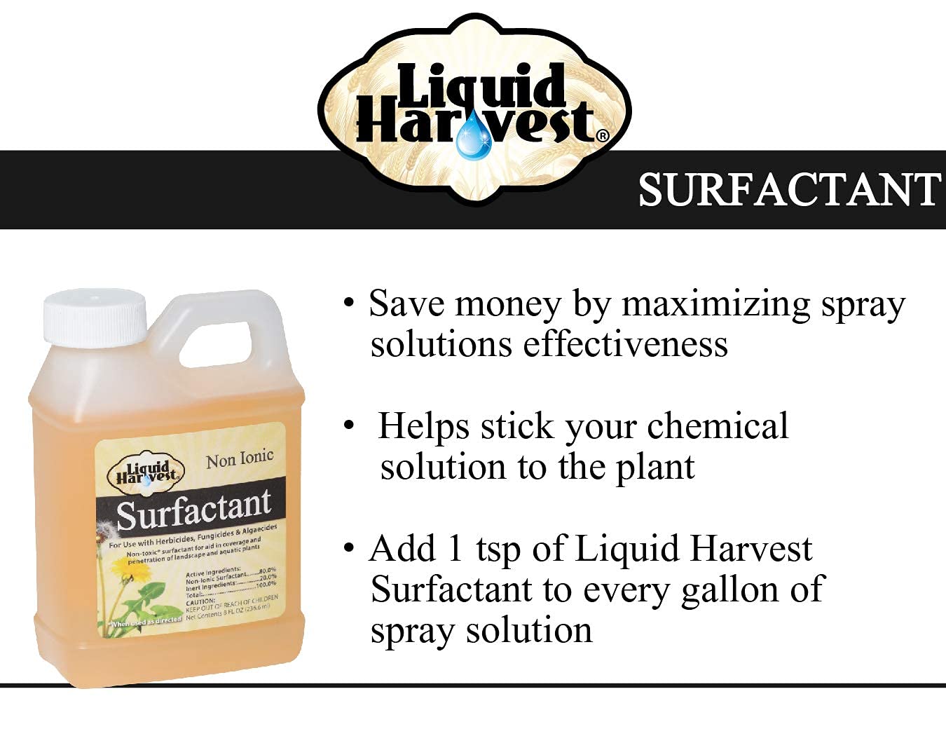 Liquid Harvest Surfactant 8 oz and Mesotrione 8 oz Bundle for Effective Lawn & Turf Grass Weed Control