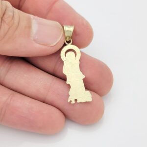 AMZ Jewelry 10K Yellow Gold Saint Lazarus Pendant Charm Patron Pendant Lazarus Closed Back 1.4 inch