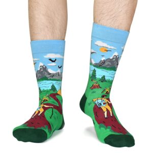 Funny Hiking Socks for Men, Novelty Birthday Gifts for Hiker, I'd Rather Be Hiking Socks Medium