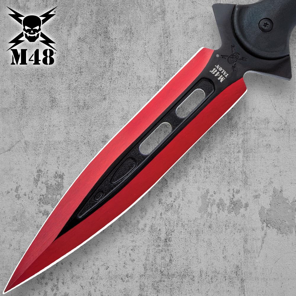 M48 Kommando Red Talon Survival Spear | Practical Tool for Survival | 8” Cast Stainless Steel Blade | Red Haze Finish | Fiberglass Reinforced Handle | Vortec Blade Sheath | 44 1/8” Overall