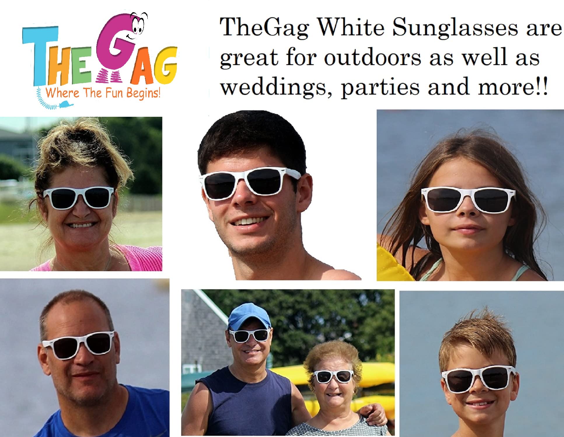 TheGag White Sunglasses Bulk- (Pack of 36) Wedding Bridal Party Sunglasses Bulk Party Favors Pack Women-Men