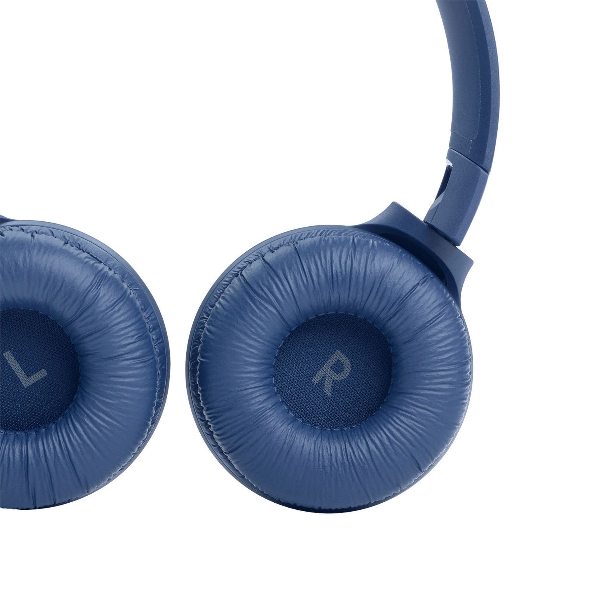 JBL Tune 510BT: Wireless On-Ear Headphones with Purebass Sound - Blue (Renewed)