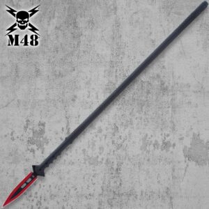 M48 Kommando Red Talon Survival Spear | Practical Tool for Survival | 8” Cast Stainless Steel Blade | Red Haze Finish | Fiberglass Reinforced Handle | Vortec Blade Sheath | 44 1/8” Overall