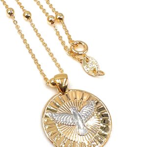 FWJ 18K Gold Plated Holy Spirit Pendant Necklace for Women Religious Jewelry