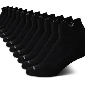 Calvin Klein Women's Quarter Socks - 12 Pack Cushioned Athletic Ankle Socks for Women - Women's Sports Socks (Size: 4-10), Size 4-10, Black