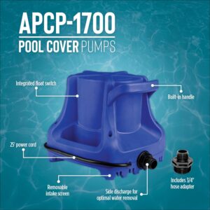 Little Giant Select Series LG-APCP1700 1/3 HP, 1745 GPH, Automatic, Submersible, Swimming Pool Cover Pump with 25-Ft. Cord, Dark Blue, 14942691