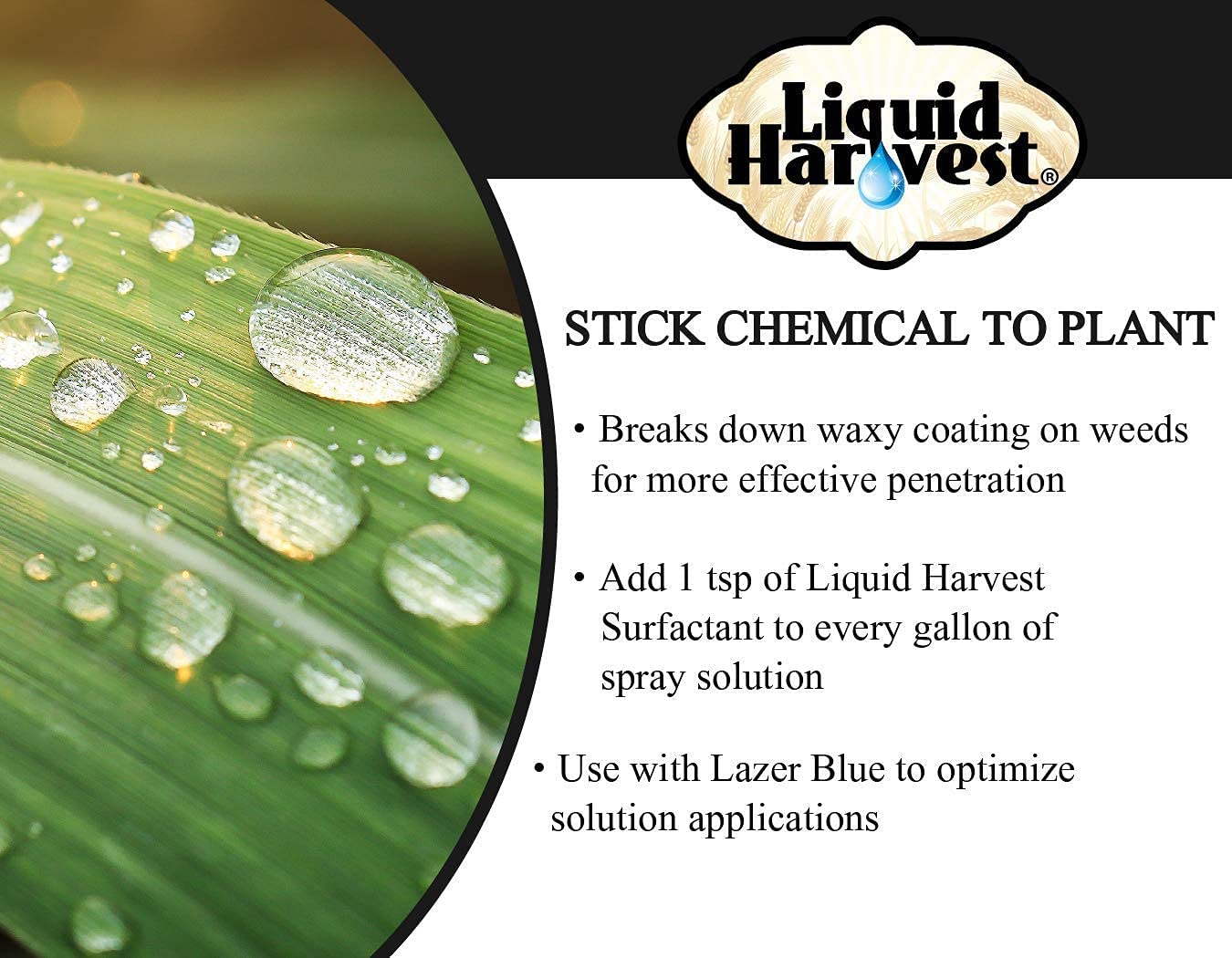 Liquid Harvest Lazer Blue Spray Pattern Indicator 32 oz, Surfactant 32 oz, and Mesotrione 32 oz Bundle for Effective Weed Control