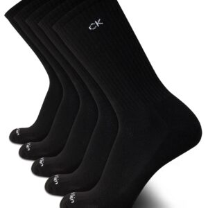 Calvin Klein Men's Athletic Socks - Cushion Crew Socks (5 Pack), Size 7-12, Black