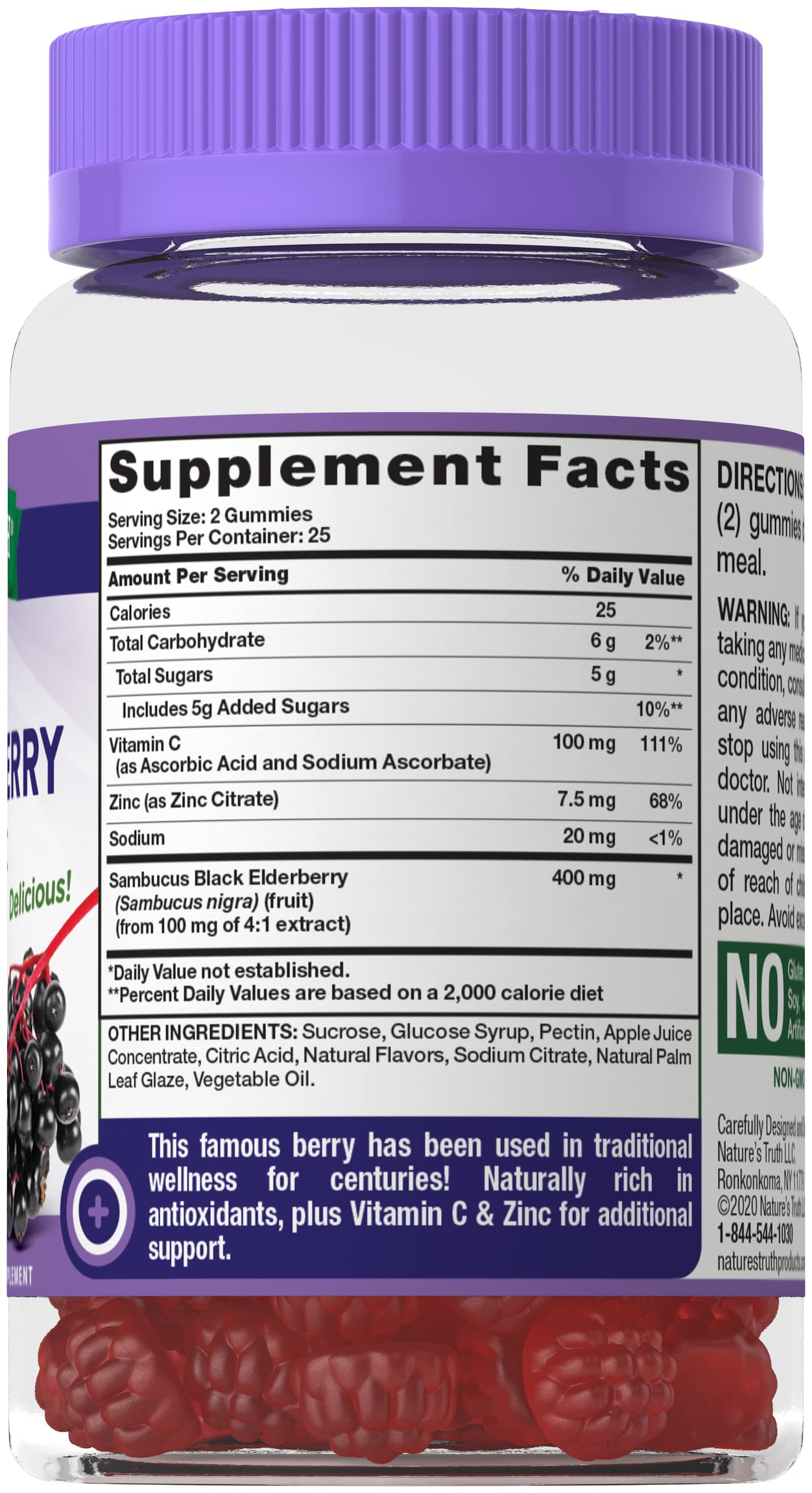 Nature's Truth Sambucus Black Elderberry Gummies 50 + 30% Free = 65 Count(Pack of 3) Total 1953