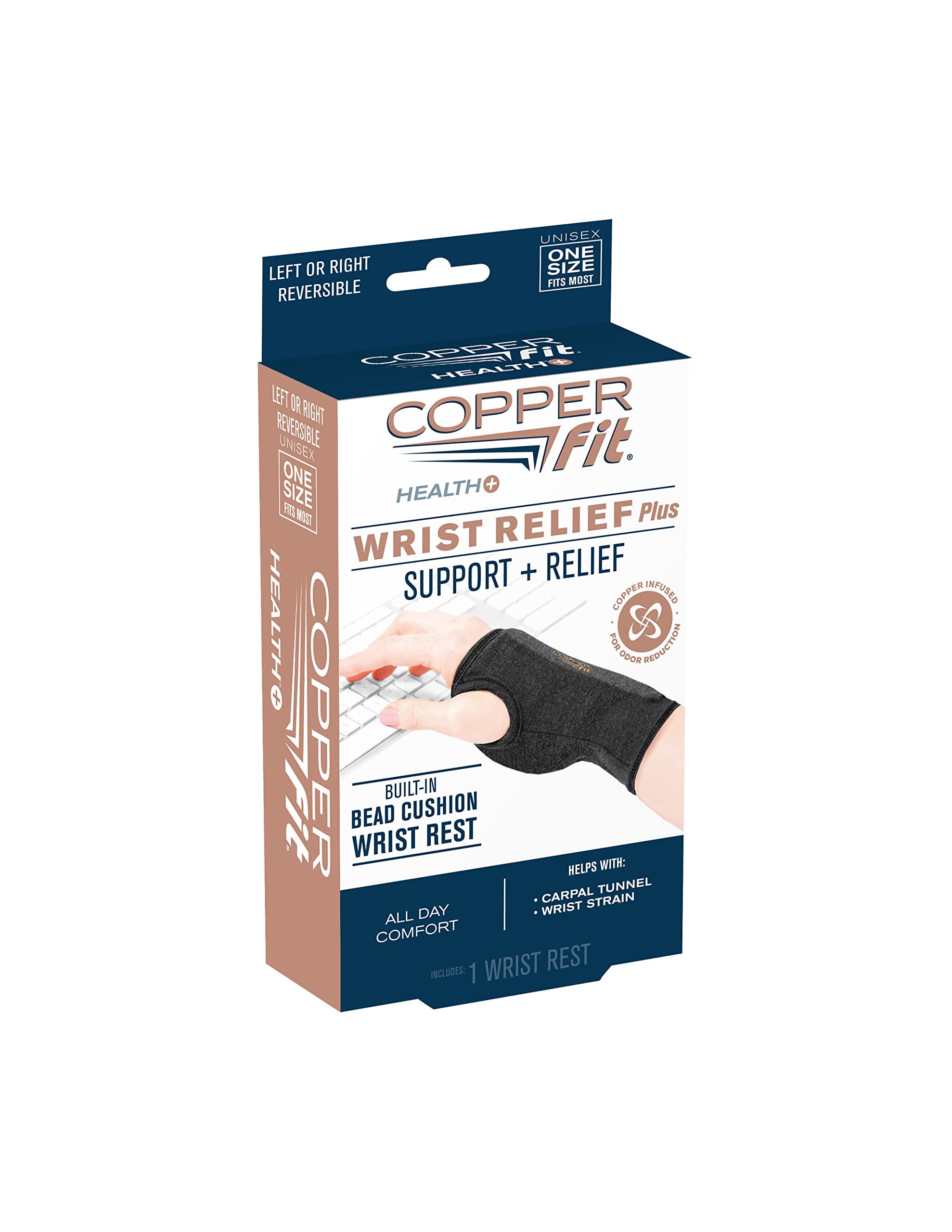 Copper Fit Health Unisex Wrist Relief Plus,Black