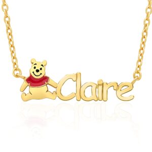 Disney Winnie the Pooh Custom Jewelry - Flash-Plated Name Necklace Personalized - Classic Pooh Bear Customized Name Pendant, Flash Plated