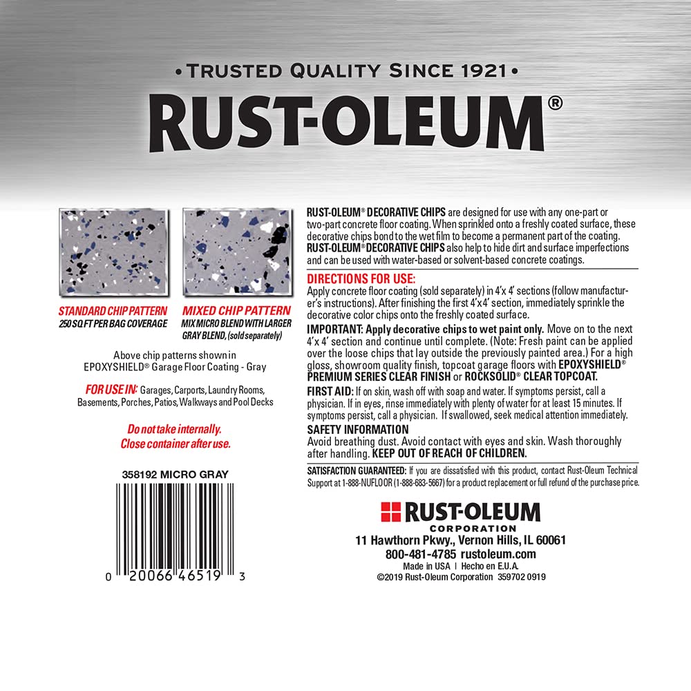 Rust-Oleum 358192 Decorative Color Chips, Micro Gray Blend, 1 lb