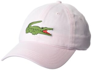 lacoste mens adjustable organic cotton twill cap, flamingo, one size