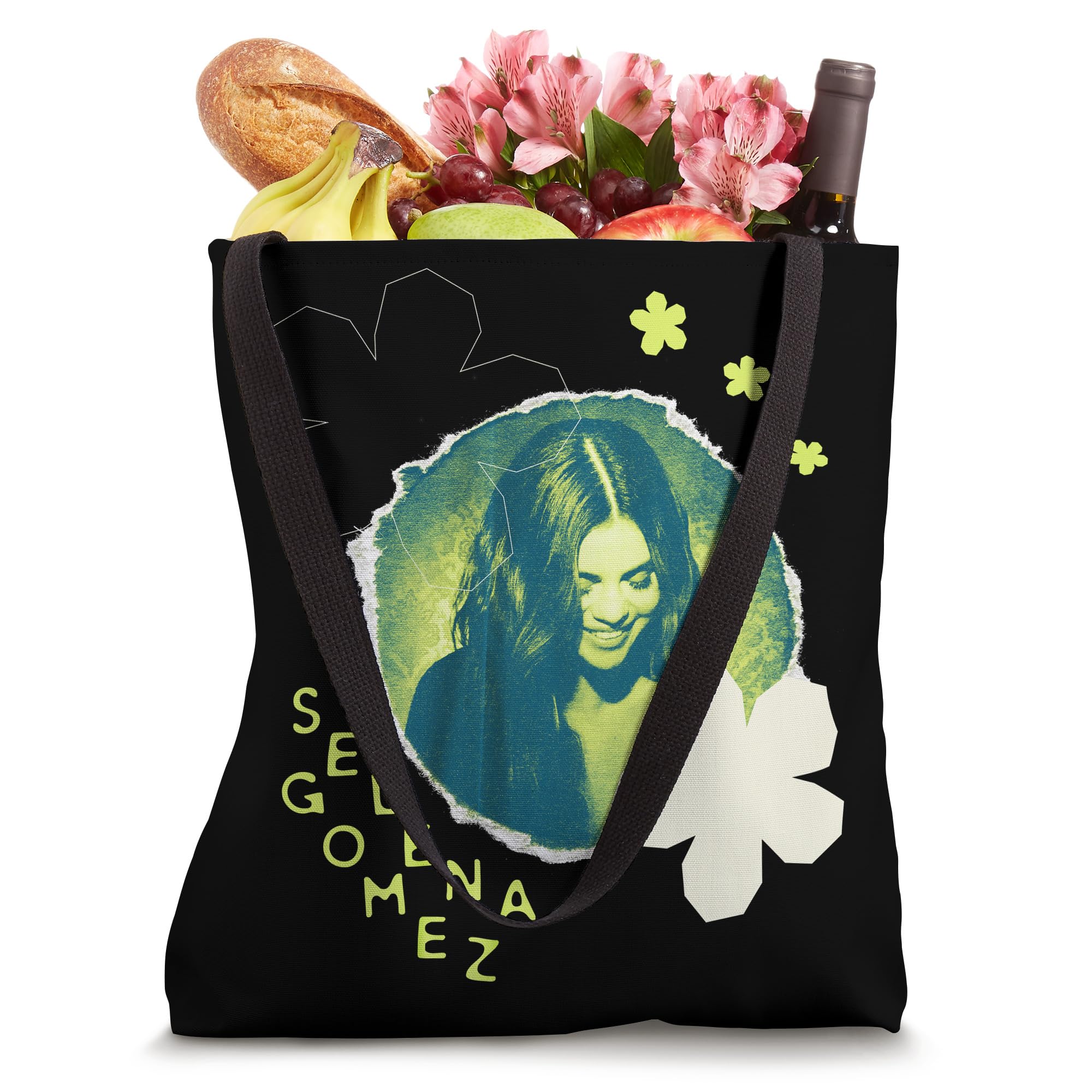 Official Selena Gomez Green Flower Photo Tote Bag