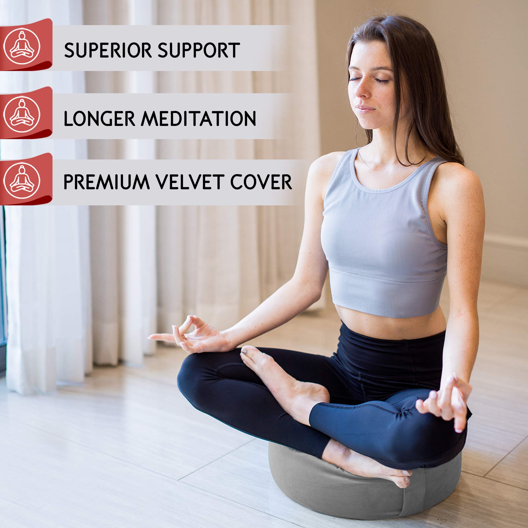 Florensi Yoga & Meditation Bundle | Grey Meditation Cushion & Grey Yoga Bolster