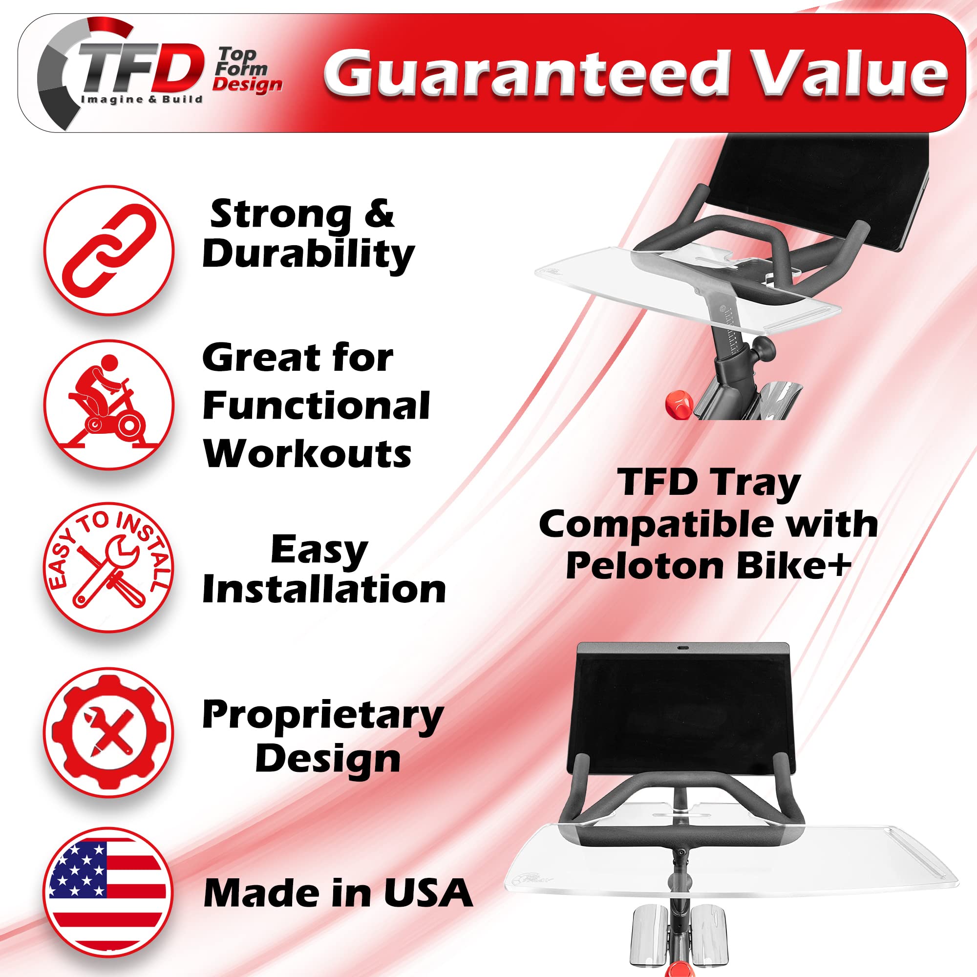 TFD The Sidewinder+ | Compatible with Peloton Bike Plus ONLY| Laptop Desk Tray - Premium Holder for Laptop, Tablet, Phone, Books & More - The Ultimate Peloton Accessories