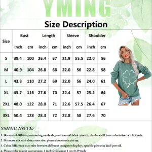 YMING Women's Long Sleeve Crew Neck Shirt Shamrock Printed Pullover Tops St. Patrick's Day Sweatshirt Green Shamrock 3XL