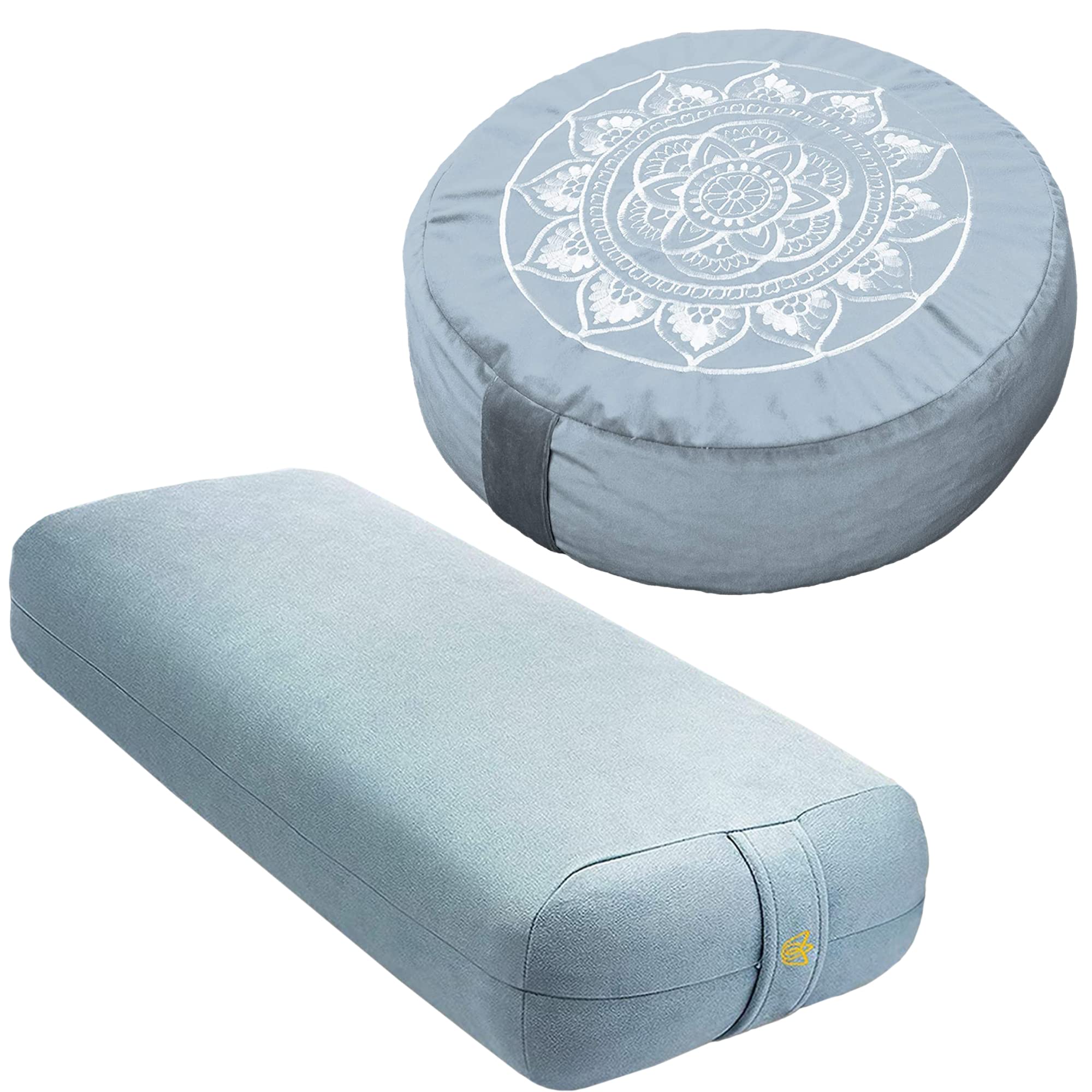 Florensi Yoga & Meditation Bundle | Pale Blue Meditation Cushion & Light Blue Yoga Bolster