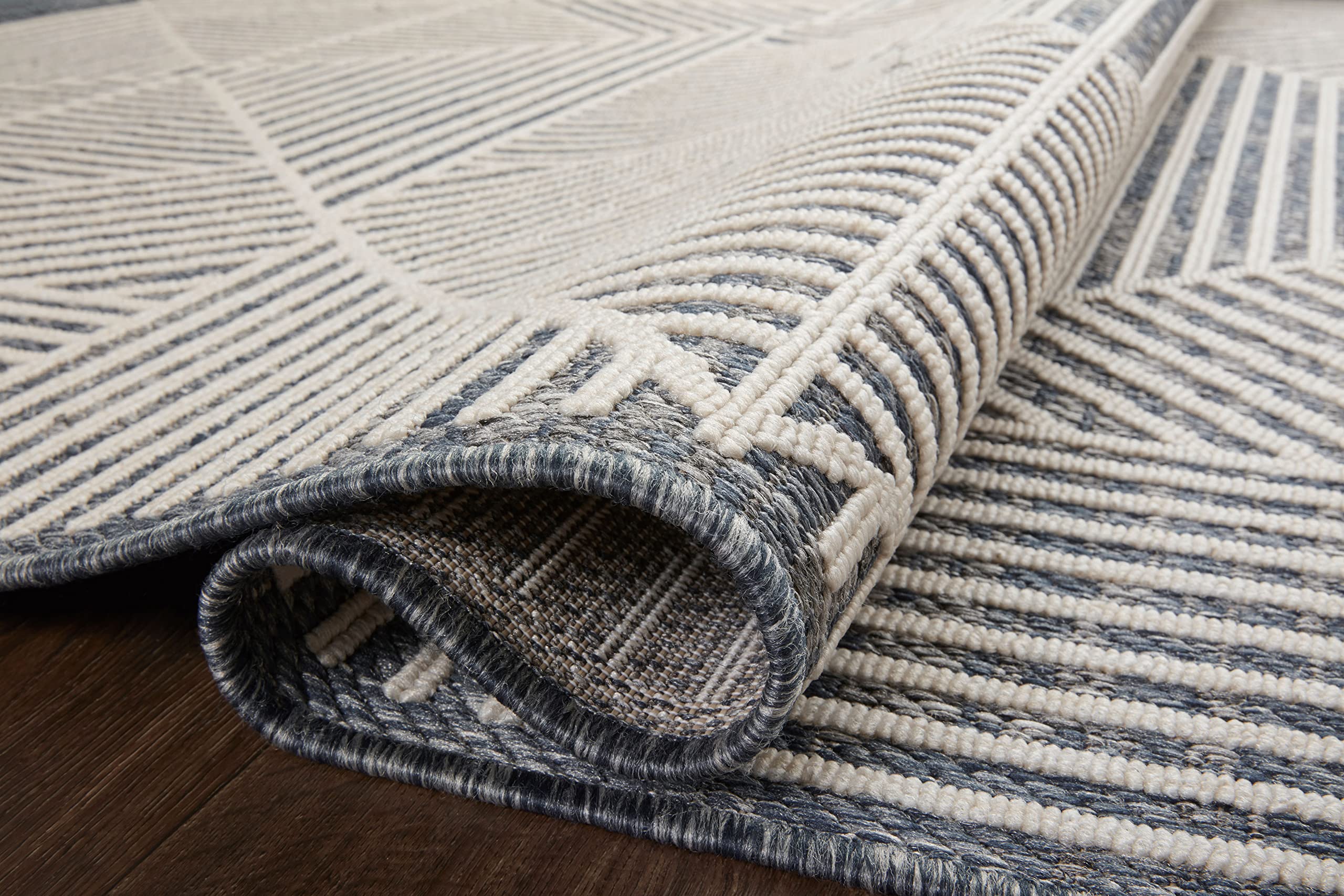 Loloi II Rainier Collection RAI-03 Denim/Ivory 5'-3" x 7'-7" Area Rug