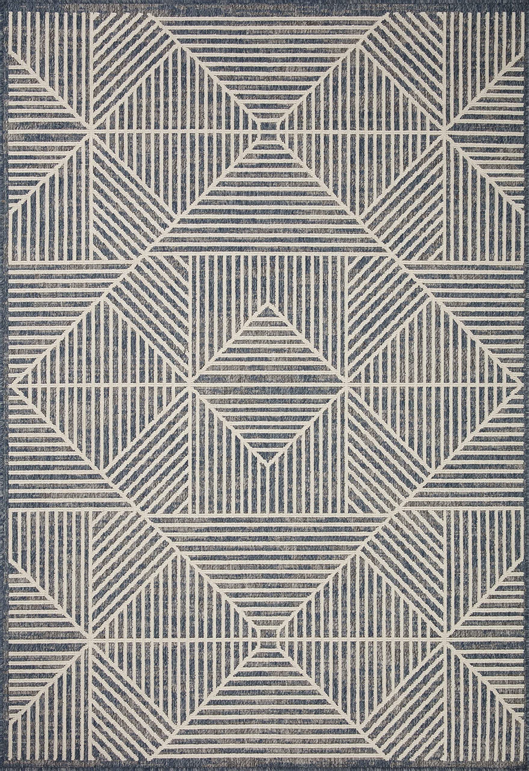 Loloi II Rainier Collection RAI-03 Denim/Ivory 5'-3" x 7'-7" Area Rug