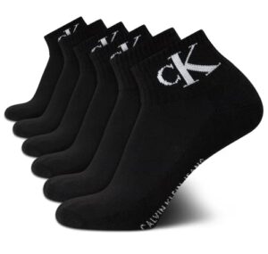 calvin klein men's high quarter socks - 6 pack breathable soft cushioned mini crew athletic socks for men (shoe size: 6-12.5), size 7-12, black