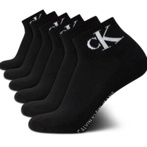 Calvin Klein Men's High Quarter Socks - 6 Pack Breathable Soft Cushioned Mini Crew Athletic Socks for Men (Shoe Size: 6-12.5), Size 7-12, Black