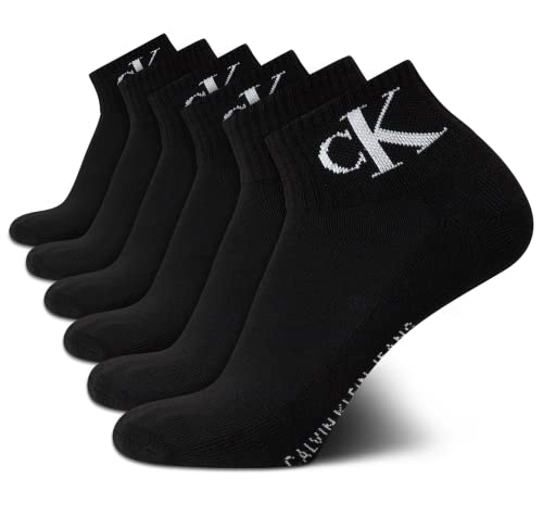 Calvin Klein Men's High Quarter Socks - 6 Pack Breathable Soft Cushioned Mini Crew Athletic Socks for Men (Shoe Size: 6-12.5), Size 7-12, Black