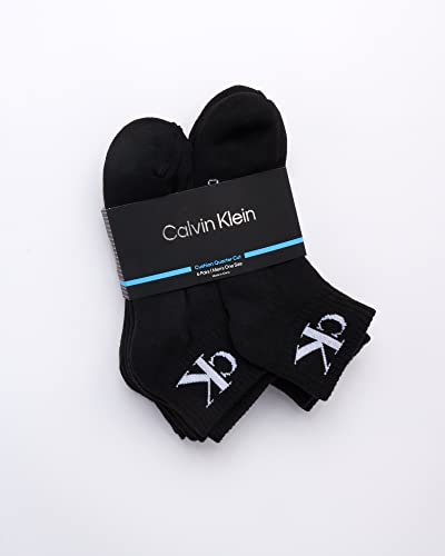 Calvin Klein Men's High Quarter Socks - 6 Pack Breathable Soft Cushioned Mini Crew Athletic Socks for Men (Shoe Size: 6-12.5), Size 7-12, Black