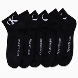 Calvin Klein Men's High Quarter Socks - 6 Pack Breathable Soft Cushioned Mini Crew Athletic Socks for Men (Shoe Size: 6-12.5), Size 7-12, Black