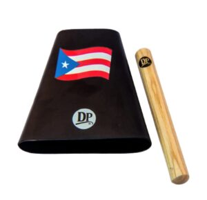 dp music puerto rico flag 7 inch metal cow bell noise maker with beater - cowbell for sporting, football games, events - percussion musical instrument