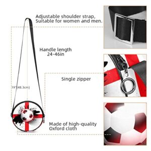 Football England Flag Crossbody Bag for Women Teen Girls Round Canvas Shoulder Bag Purse Tote Handbag Bag