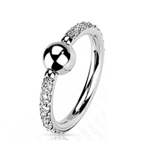 amelia fashion 16 ga 8mm implant grade titanium captive bead ring with cz pave on each side (choose color) (clear)