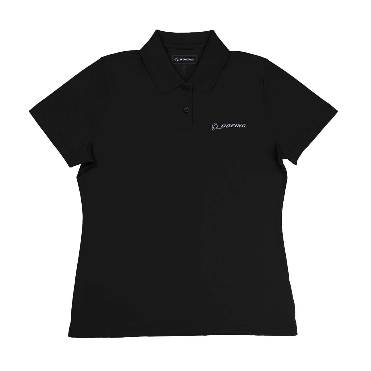 Boeing Signature Logo Tech Mesh Women's Polo, Black, L